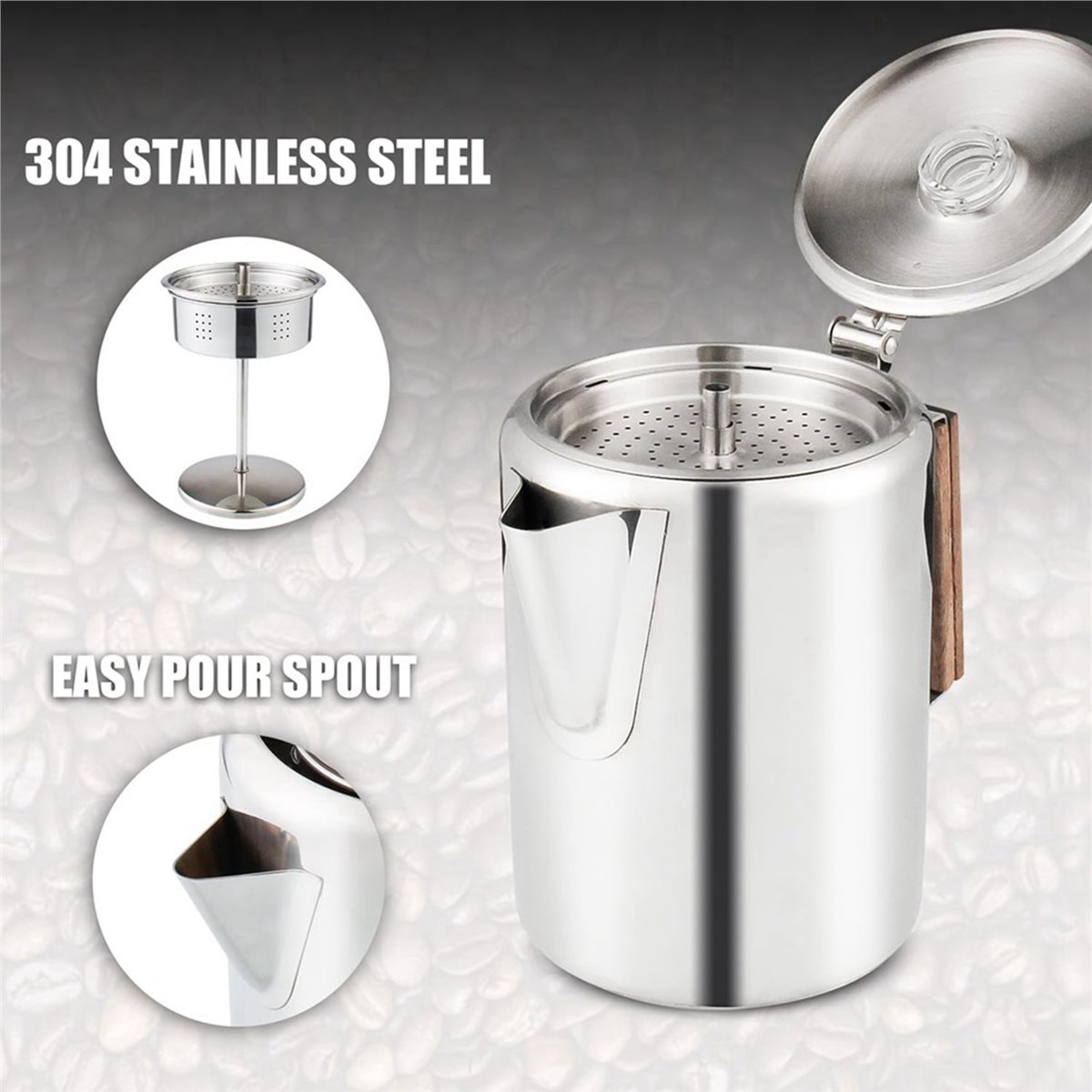Camp Percolator Coffee - Cafeteira de Fogão Compatível para Camping,