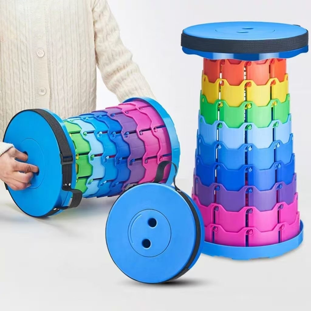 Outdoor Camping Outfit - Cadeira de Camping Telescópica Arco-Íris Portátil