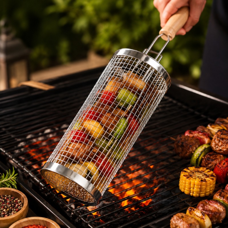 Outdoor Camping Outfit - Conjunto de Cestas Redondas para Churrasco